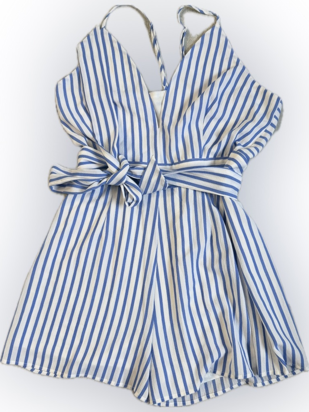 Gianni Bini Light Blue and White Striped Romper